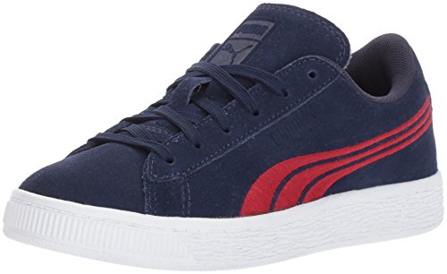 Puma Unisex-Child Suede Classic Badge Sneaker, Peacoat-Toreador, 13 M US Little Kid