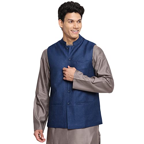Image of Fabindia Blue Viscose Blend Dobby Jackets