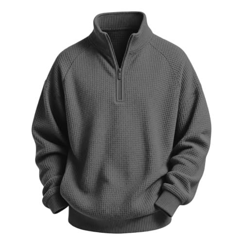 Boys Waffle Knit Quarter Zip Sweatshirts Fashion Long Sleeve Pullover Tops - image 4