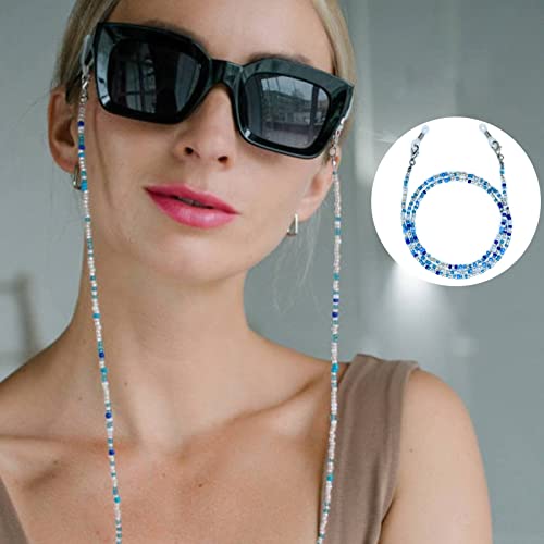 HUSOUE 5 Stück Brillenkette Damen, 83 cm Acrylperlen Brillenband Bunte Anti-Verlust Brillenschnur um den Hals Hängende Maskenkette für Sonnenbrillen Sportbrillen Lesebrillen