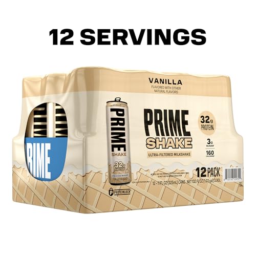Image of PRIME Shakes, Vanilla, 32g Protein Shake for Muscle Support & Recovery, Ultra-Filtered Milk, Lactose Free, Low Sugar, Low Calorie, Ready to Drink, 11 fl oz, 12 Pack