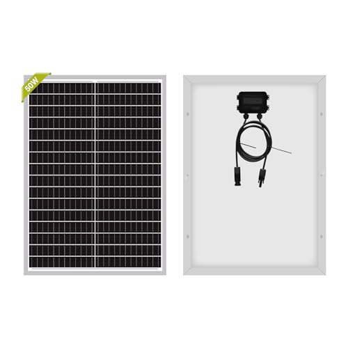 Image of Newpowa 50W Mono Solar Panel 50 Watt Monocrystalline Module with 3ft Connectors for RVs Boats Home, Off-Grid Systems