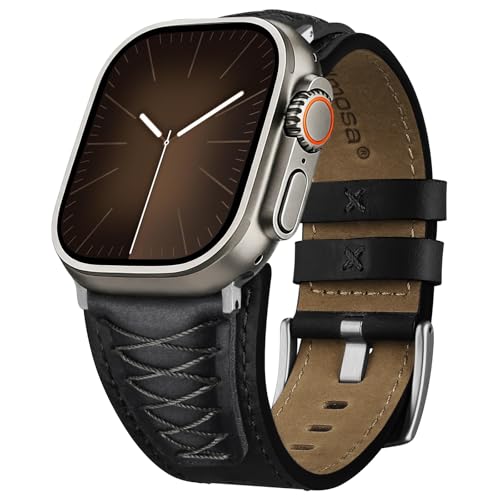 Image of Fullmosa Top Grain Vintage Leather Strap Compatible for Apple Watch | Ultra3 /2 /1 49mm 46mm 45mm 44mm 42mm (NO WATCH) Premium Leather Band for iWatch SE3 /2 /1 series 11 10 9 8 7 6 5 4 3 2 1 Men