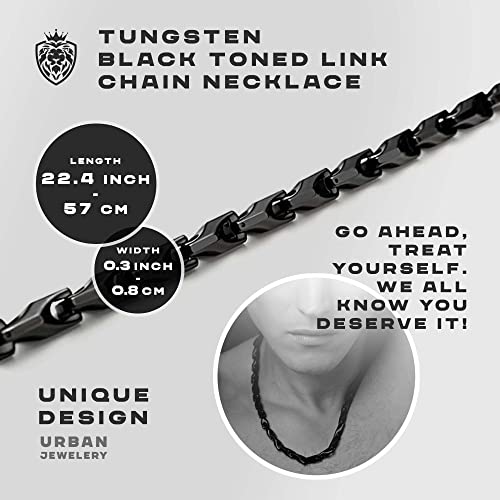 Urban Jewelry Unique Astro Snake 22 Inches Men's Tungsten Golden Toned or Silver Link Necklace Chain (Heavy, Solid)2