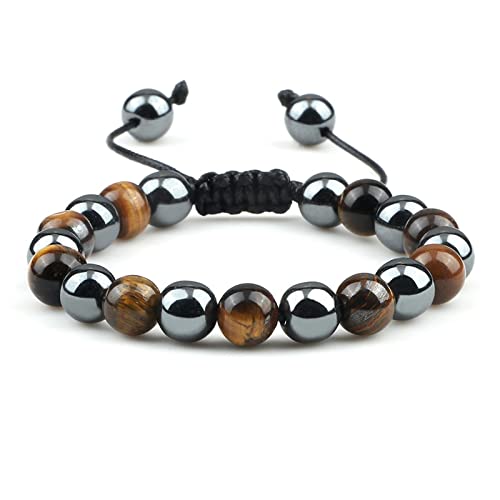 Bracelet Oeil de Tigre MOCHAMIK en pierre naturelle 8mm tressé main pour homme et femme