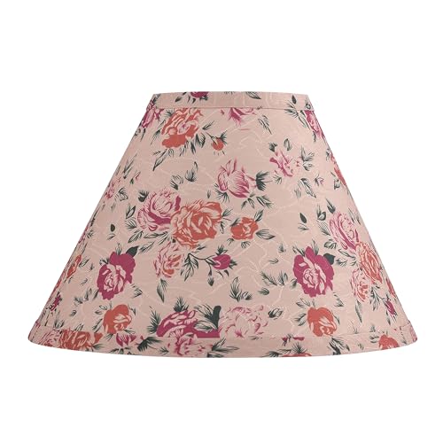 Image of Aspen Creative 56042, Hardback Empire Transitional UNO Shade in Peanut Brown Floral Pattern, 4 inch Top x 10 inch Bottom x 7 inch Slant, Slip UNO 33mm Table Lamp