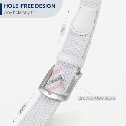 Image of SUOSDEY Men Stretch Braided Belt, Elastic Belt for Jeans Pants Casual Golf Belt 1 3 /8 inch