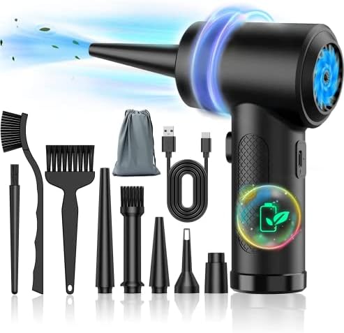 【ブラシレスモーター】 エアダスター 電動エアダスター 110000RPMブラシレス電機搭載 TYPE-C充電 3段階風力 LEDライト付き 空気入れ パソコン掃除 埃掃除 コードレス 5種類ノズル付き ブラシ*3 日本語取扱説明書 コンピューター/OA機器/キーボード/オフィス 家庭用エアダスター