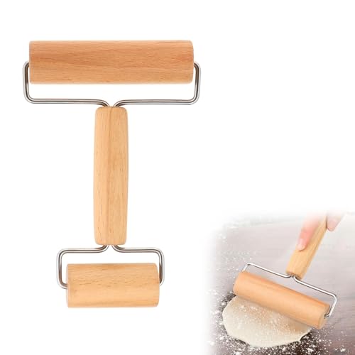 Rouleau à pâtisserie avec deux rouleaux – Petit, petit rouleau à pâtisserie, petit rouleau à pâtisserie en bois, convient pour étaler la pâte à la main, pizza, desserts et boulettes