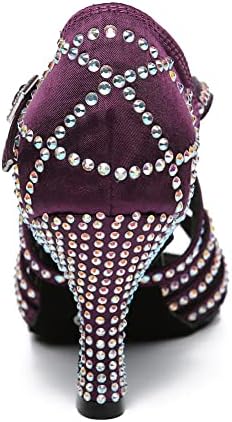 HROYL Women Rhinestone Ballroom Dance Sandals Latin Salsa Glitter Dancing shoesYCL483-7.5 Purple, 6.5 B(M) US | Image 5