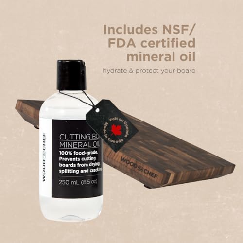 WoodForChef Heritage Large Walnut End Grain Cutting Board – Heavy Butcher Block Board with Feet & Mineral Oil Bottle – Foodsafe Wooden Prep Deck for Kitchen & Professional Chefs - 18x16x2 inches by WoodForChef - Image 6