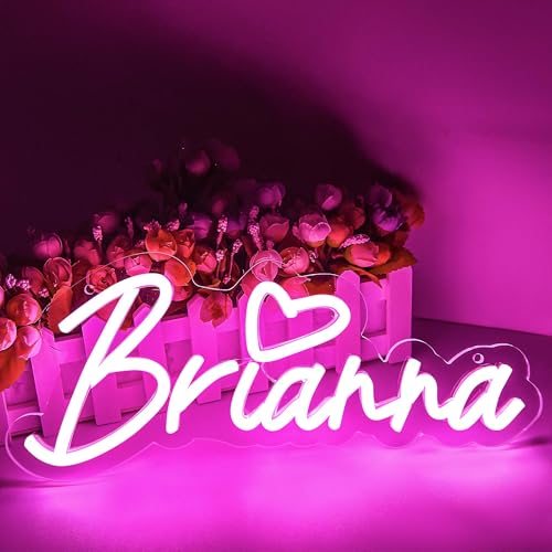 Image of Brianna Name Neon Sign for Wall Decor,LED Name Brianna Neon Light for Kids Bedroom,Birthday Brianna Party Decoration,Neon Sign Customizable Choice for Girl,Size 13.4 * 5.7 inches(JTLD093)