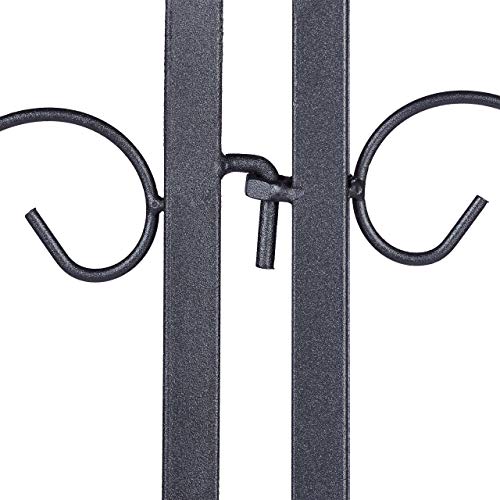 Relaxdays Beetzaun Metall, Beeteinfassung zum Stecken, 4 Vintage Zaunelemente mit Ornamenten HxB 34,5 x 56,5 cm, schwarz, 4er-Set, 7, Ornamente