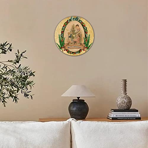 Horloge murale vintage en bois avec Père Noël rétro de 38cm