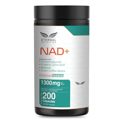 NAD+ 200 capsulas (1300mg por porcion) con Trimethylglycine y Acido Alpha Lipoico, precursor de NMN y Nicotinamide Riboside, by Eternal Nutrition - Ingredientes...