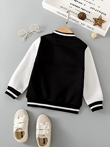 WDIRARA Boy's Letter Print Striped Zipper Front Long Sleeve Bomber Jacket Outerwear Outerwear2