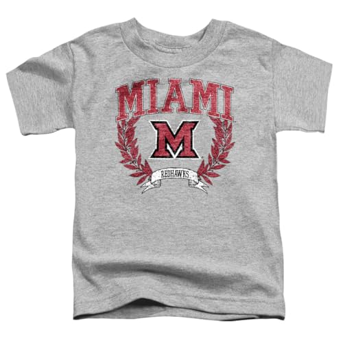 LOGOVISION Miami University Laurels Dark Kids T Shirt (4) for Toddler Boys and Girls, Athletic Heather
