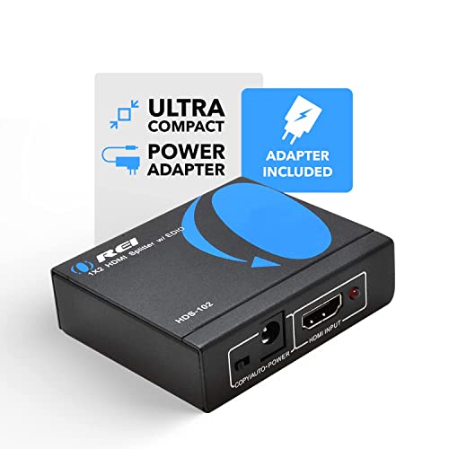 Image of OREI HDMI Splitter 1 in 2 Out - Ultra HD 4K @ 30Hz, HDCP, 3D & Full HD 1080P Support for Xbox, PS4, Blu-ray, HDTV - Adapter Included (Pack of 2)
