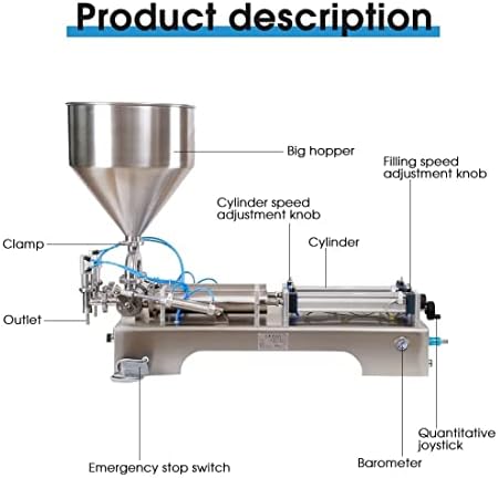 SIERINO Paste Filling Machine - 10-5000 ml Semi-Automatic Horizontal Pneumatic Cream Filling Machine, Stainless Steel Industrial Visco Liquid Filler Quantitative Filling Machine, Dual Head