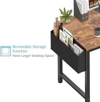 Lufeiya Gaming Desk with Power Outlet, 55 inch Teen Study Table Home Office Work Writing Computer Desks with Charging Station Outlets Built in, Brown