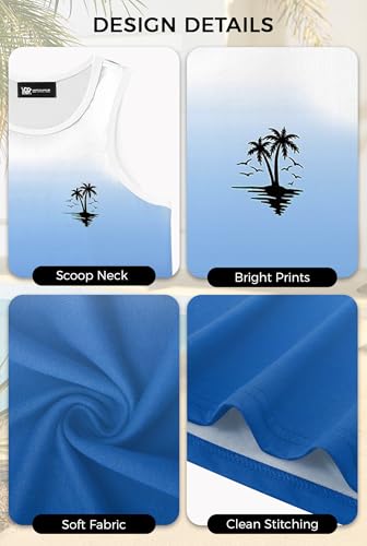Image of VOGSTART Mens Hawaiian Beach Tank Tops Summer Vacation Muscle Top Graphic Sleeveless Shirts (S-3XL)