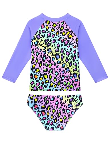 Image of Snowheart Girls Rash Guard Sets Long Sleeves Swimsuit 2 Pieces Tankini Bathing Suit Swimwear for Girls 3-12 Years