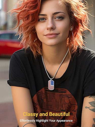 PROSTEEL American Flag Necklace for Men, USA Flag Eagle/Cross Pendant, Stainless Steel Dog Tag Necklace, US Patriotic Jewelry, 22"-24" Adjustable, Come with Box2