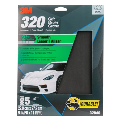 Image of 3M Wetordry Sandpaper, 32040, 320 Grit, 9 inch x 11 inch, 5 Sheets Per Pack