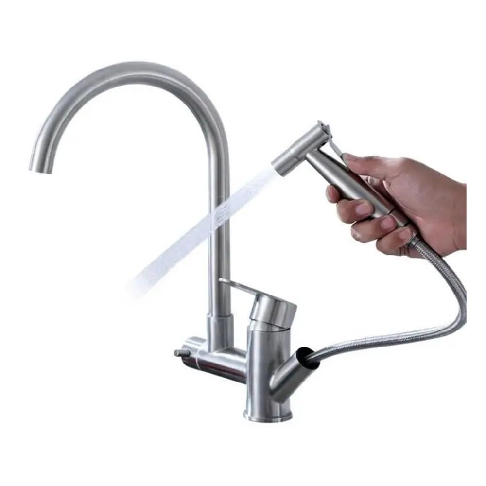 Kitchen Faucets Brass Nickel Kitchen Sink Faucet Pull Out Sprayer Swivel Spout Single Lever Deck Mount Vanity Mixer Taps XT-207
