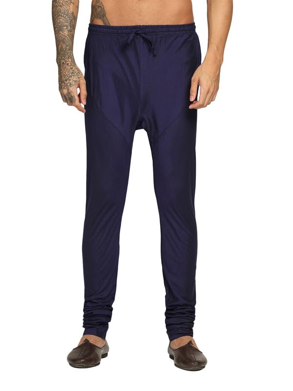 Kisah Men's Churidar, Solid Navy Blue Cotton Blend (40)