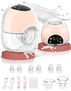 Milchpumpe Elektrisch, tragbare freihändige Doppel-Brustpumpe 4 Modi 12 Stufen mit 17/19/21mm Flansch im 2-Pack inkl. Tragegurt abpumpen muttermilch Elektrisch Electric Breast Pump Portable (Pinks)