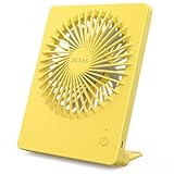 Zuvas Desk Fan Battery Operated Fan Rechargeable 180°Tilt Folding Personal Fan Ultra Quiet Small Portable Fan 3 Speed Adjustable Strong Wind USB Fan For Office Bedroom Home Desktop Camping (Yellow)