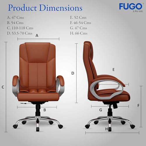 Image of FUGO FG17 Orthopedic Boss Chair with 3 Year Warranty, Leatherette Office Chair, Ergonomic Executive Chair with Spacious Cushioned Seat, Heavy Duty Metal Base, Rocking Function (Tan)