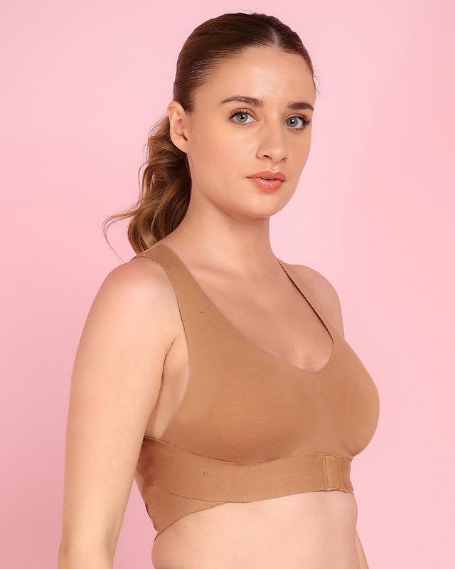 Image of Tweens Cotton Non-Padded Bonded Gym Bra for Women | Crisscross Back Support | Full Coverage Wire-Free for Workouts | Hidden Concealer | No Elastic Move Freely | Breathable Cotton | Pack of 1