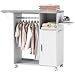HOMCOM Rolling Ironing Board Cabinet Foldable with Storage Wheels White