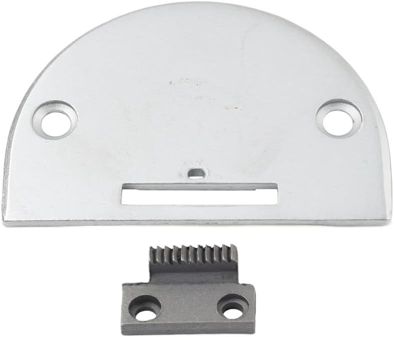 Hginne3 1set Metal Feed Dog & Needle Plates Foot 12438+12436 Silver For FEIYUE For GEMSY For JANOME For JUKI For MITSUBISHI For NECCHI For RELIABLE Sewing Machine
