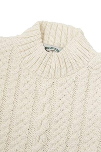 Aran Crafts Women's Side Slit Tunic, 100% Merino Wool, Authentic & Traditional, Classic Fisherman Sweater-Style Knit, Warm Natural Fibers, Made In Ireland, C5144-Med-Nat #TOP1