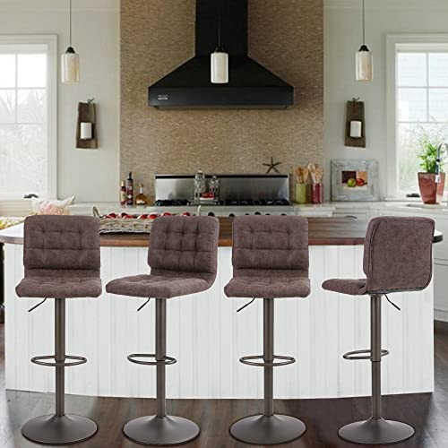 Sophia & William Bar Stools Set Of 2 Adjustable Counter Height Barstools With Back And Footrest, Pu Leather Upholstered Stools Polished Dining Chairs For Kitchen Island Pub,350Lbs,Brown #TOP5