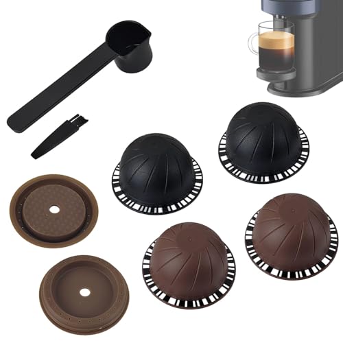 Lot de 6 Capsules de Café Réutilisables en Silicone, Matériau PP de Qualité Alimentaire Capsule Reutilisable, Capsule Rechargeable, avec 2 Couvercles en...