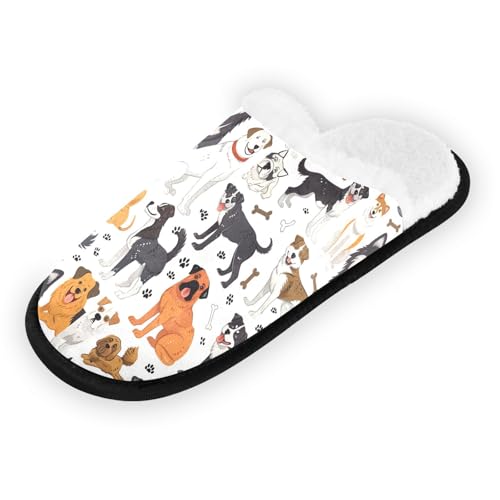 Dog Bone White Slippers For Women Men Soft Memory Foam Non-Slip Animal Winter Indoor House Shoes Travel Slipper2