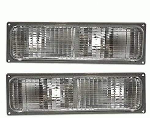 I-MATCH AUTO PARTS Front Driver and Passenger Parking Light Lens and Housing For 1990-1993 Chevy, GMC C10 K10 Blazer, Yukon, Suburban 5975423 5975424 GM2520108 GM2521108