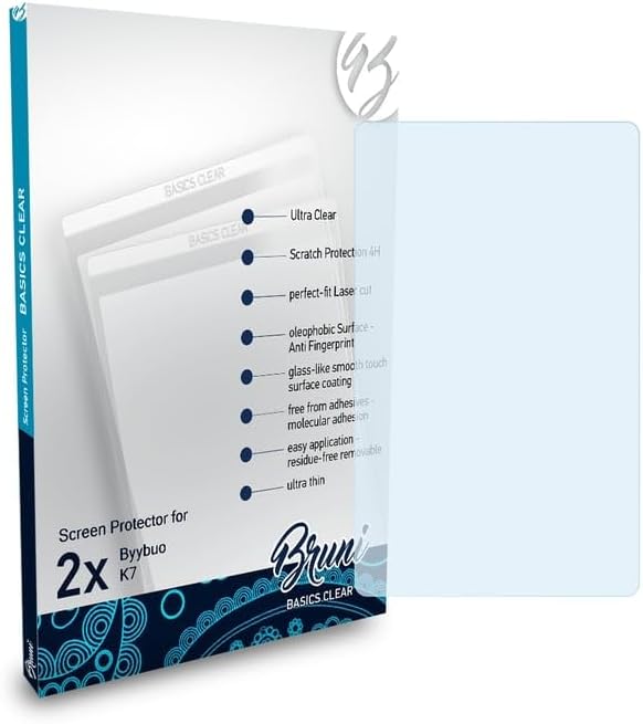 BruniScreen Protector compatible with Byybuo K7 Protector Film, crystal clear Protective Film (2X)