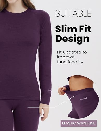 Image of Iguana Womens 100% Merino Wool Base Layer Sets for Ski Lightweight Thermal Underwear