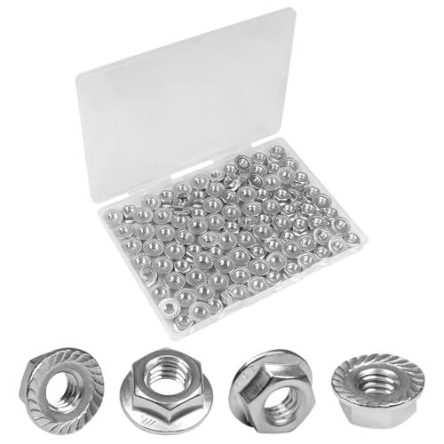 Yinpecly 5/16-18 Serrated Flange Hex Nuts,5/16" Hexagon Flange Nuts,UNC Nuts Fasteners, 304 Stainless Steel,Full Thread, Hex Drive, Replacement Nut for Industrial Construction Fasteners, 100 Pack
