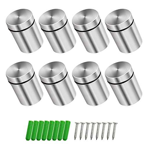 WJUAN 8 Stück 18 x 26 mm Silber Abstandshalter Edelstahl, Nagel Schilder Abstandshalter Schilderhalter, Schraube Glas Standoff Halter für Montieren und Befestigung des Glases