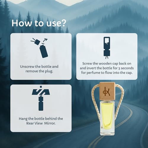 Image of Kooji Can Car Perfume + 5ml Car Hanging Perfume Pendant (Free) - Cool Mist Scent - Long-Lasting, Alcohol-Free, Oud & Saffron Oriental Fragrance - For Car, Home, or Office Use - Lasts Up to 60 Days