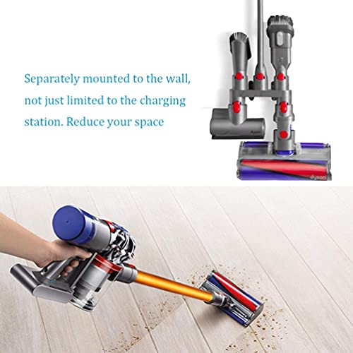 Image of Vacuum Accessory Holder Compatible With Dyson V7 V8 V10 V11 V15 Gen5 Wall Mount Dock Organizer With 5 Slots Attachment Storage Rack Grey 1 Pack