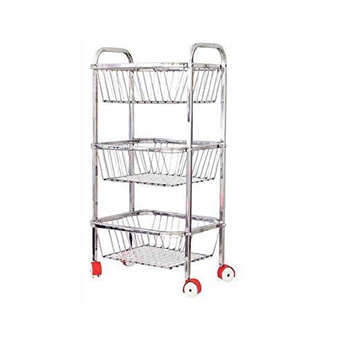 Vishal Enterprises Kitchen Product Present Royal Sapphire Stainless Steel 3 Stand Vegetable Trolley