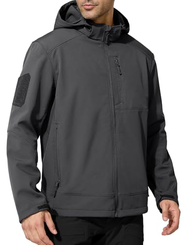 Image of FREE SOLDIER Men's Lightweight Softshell Jacket Winter Fleece Lined Hooded Rain Waterproof Hiking Outdoor Jackets