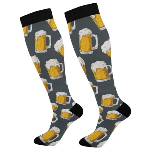 Image of SHJI Compression Socks for Women Sock Men Knee High Stockings for Running Athletic Hiking Cycling